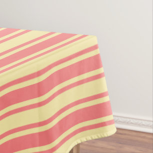 Coral and yellow candy stripes tablecloth