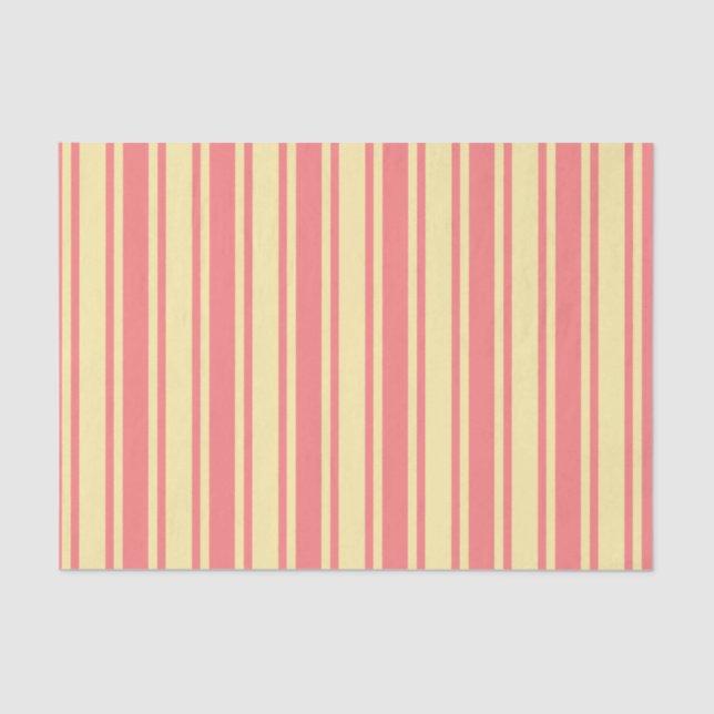 Coral and yellow candy stripes tissue paper (Front)