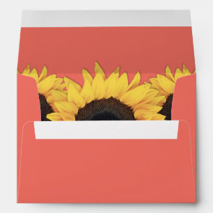 Coral and Yellow Sunflower Envelope