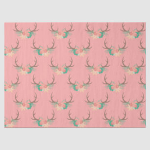 Coral Antlers and Flowers Decoupage Tissue Paper