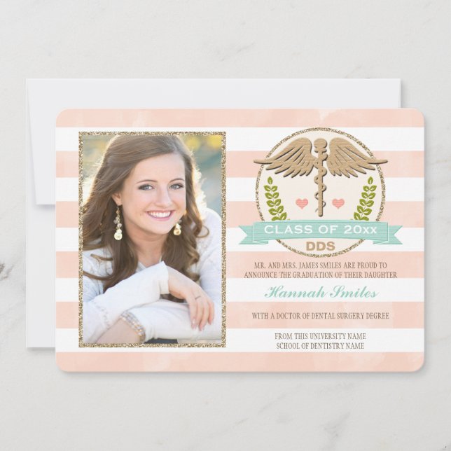 Coral Aqua Dental School Graduation Announcement (Front)