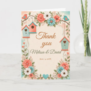 Coral Aqua Housewarming Party Thank You Card