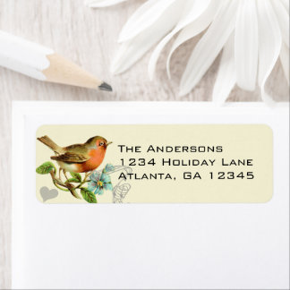 Coral & Aqua Musical Vintage Bird Return Address