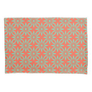 Coral Aquamarine Flower Seamless Pattern Pillowcase