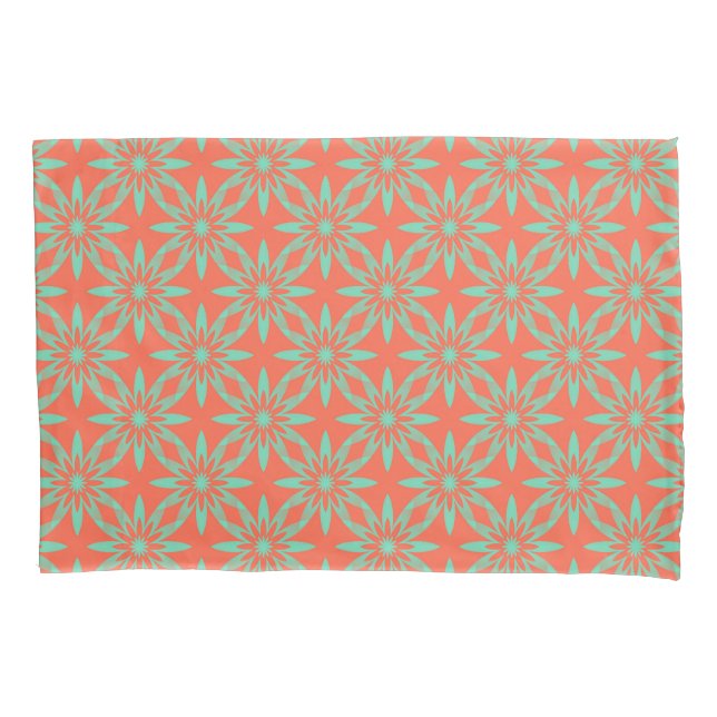 Coral Aquamarine Flower Seamless Pattern Pillowcase (Front)
