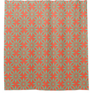 Coral Aquamarine Flower Seamless Pattern Shower Curtain