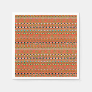 Coral Aztec Style Southwestern Pattern Napkin