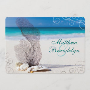 Coral Beach Destination Wedding Invitations