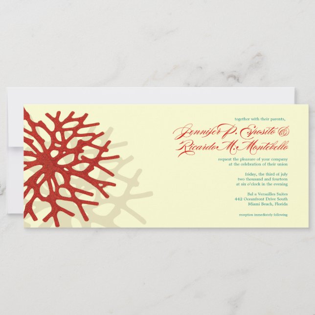 Coral Beach Ocean Reef Wedding Invitation (Front)