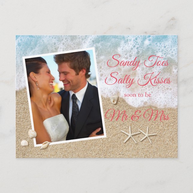 Coral Beach Waves Sandy Toes Salty Kisses Photo Postcard (Front)