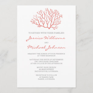 Coral Beach Wedding Invitation