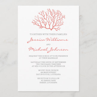 Coral Beach Wedding Invitation