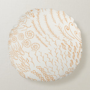 Coral   Beachy   Peach Round Cushion