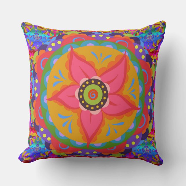 Coral Beauty | Boho Style Cushion (Front)