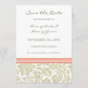 Coral Beige Photo Wedding Save the Date Card