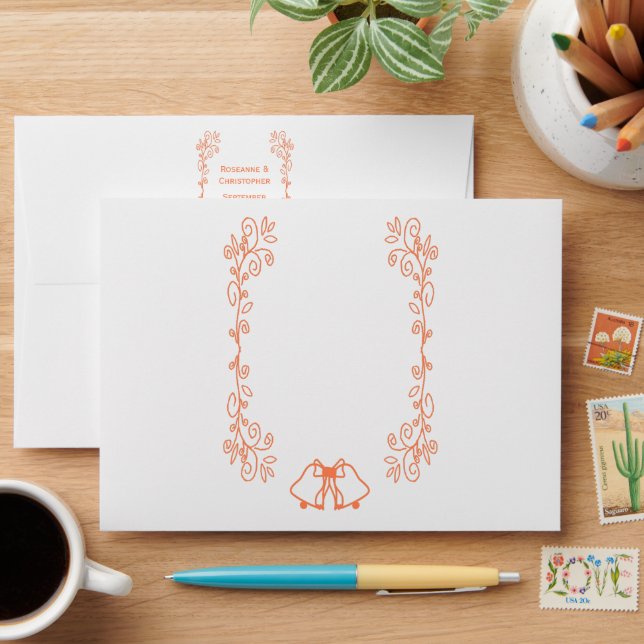 Coral Bells Scrollwork Design Wedding Envelope (Desk)