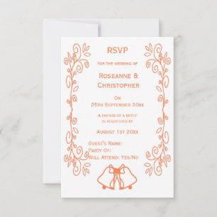 Coral Bells Scrollwork Design Wedding RSVP Card
