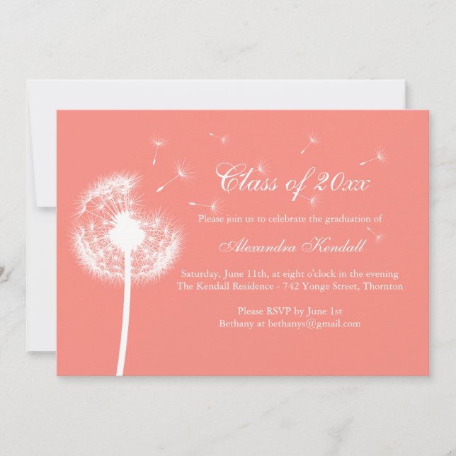 Coral Best Wishes Graduation Invitation (Front)