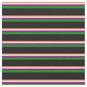 Coral, Bisque, Purple, Green & Black Coloured Fabric
