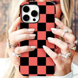Coral Black Chequerboard iPhone 16 Pro Max Case