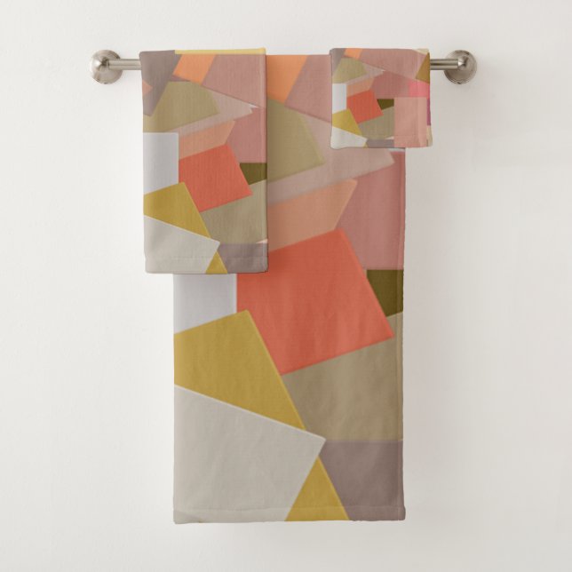 Coral Blocks Bath Towel Set (Insitu)