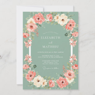 Coral Bloom Ethereal Wedding Invitation