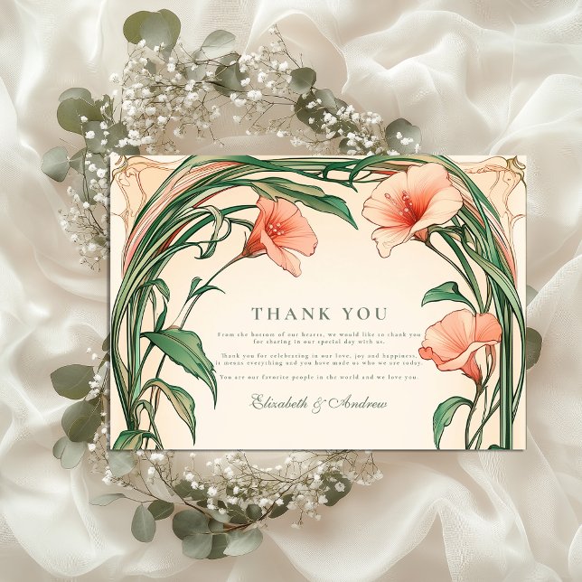 Coral Bloom wedding Thank You Card (Creator Uploaded)