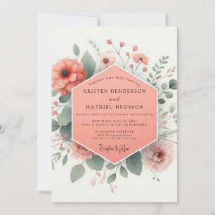 Coral Blossom Bloom Wedding Invitation