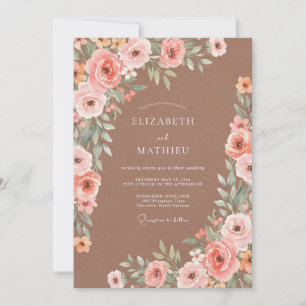 Coral Blossom Romantic Wedding Invitation