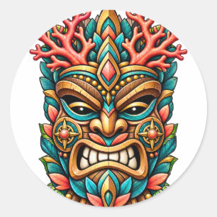 Coral Blossom Tiki Sticker