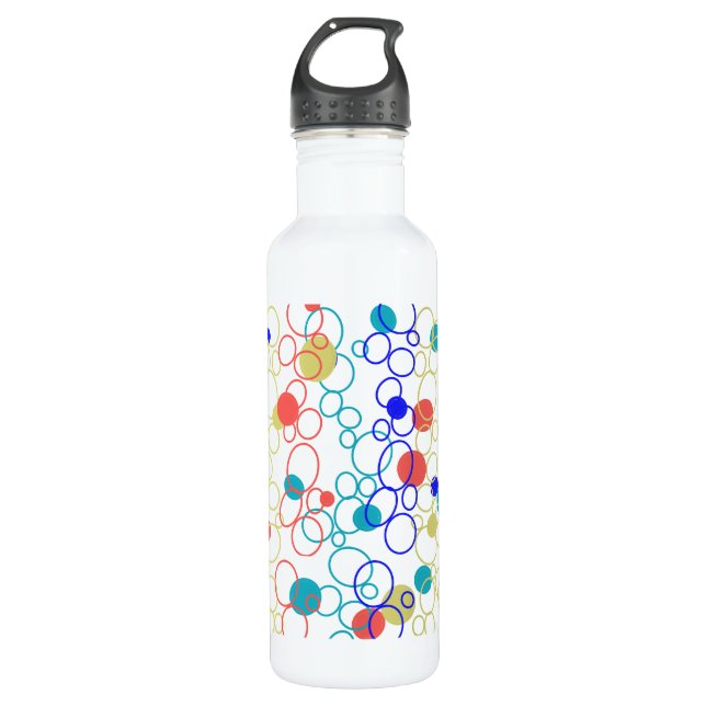 Coral Blue Aqua Lime Green Circles Dots 710 Ml Water Bottle (Front)
