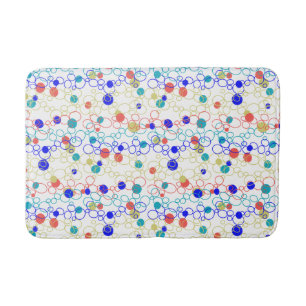 Coral Blue Aqua Lime Green Circles Dots Bath Mat