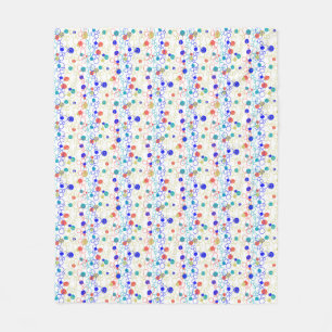 Coral Blue Aqua Lime Green Circles Dots Fleece Blanket