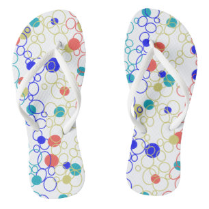 Coral Blue Aqua Lime Green Circles Dots Flip Flops