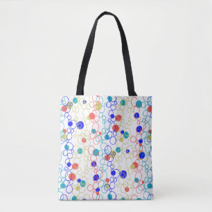 Coral Blue Aqua Lime Green Circles Dots Tote Bag