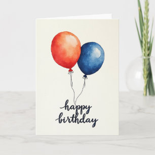 Coral Blue Birthday Art Card