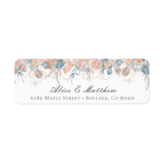 coral blue coastal Foliage Return Address Label (Front)
