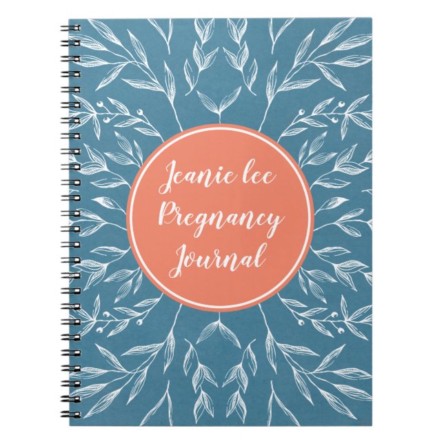 Coral & Blue Custom Pregnancy Journal (Front)