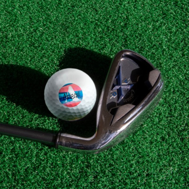  Coral blue cute  monogrammed initial A Golf Balls (Creator Uploaded)