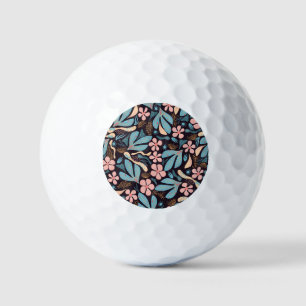 Coral Blue Floral Dark Print Golf Balls