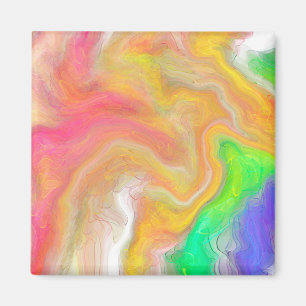 Coral, Blue, Green, Pink Abstract Fluid Art  Magnet