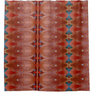 Coral & Blue Ikat Shower Curtain