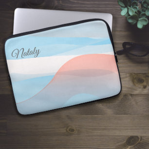 Coral blue minimalist with name Electronics Bag