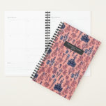 Coral Blue Pattern Planner<br><div class="desc">Pattern with illustrations of blue coral over a coral pink background. Personalise with name on front.</div>