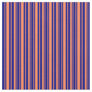 Coral & Blue Stripes Fabric