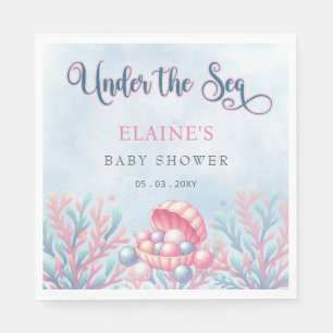 Coral Blue Under The Sea Marine Life Baby Shower  Napkin