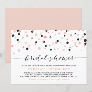 Coral Blush Confetti Dots Bridal Shower Invitation