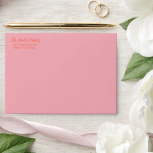 Coral Blush & Tomato Red Wedding Customisable Envelope