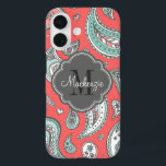 Coral Bohemian Paisley Custom Monogram iPhone 16 Case<br><div class="desc">Add a touch of boho charm to your phone with this colourful hand-drawn paisley iPhone case. Featuring an intricate and artistic paisley pattern, this case brings a free-spirited, vibrant vibe to your everyday style. Personalise it with your name or monogram initials for a unique, custom look. Available in a variety...</div>