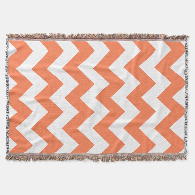 Coral Bold Chevron Throw Blanket (Front)